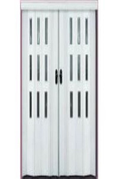 ERİKMANN Akordiyon Kapı 440 H220 Beyaz Camlı Çift Açılım 12mm Kalın