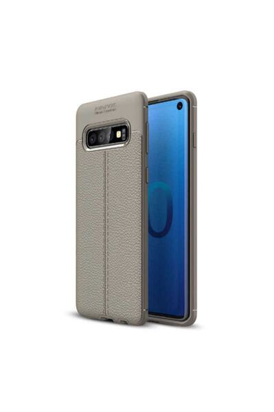 Nezih Case Samsung Galaxy S10 Plus Uyumlu Deri Görünümlü Silikon Kılıf