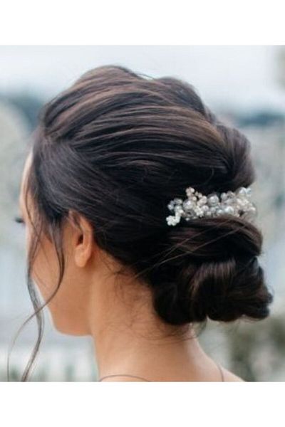 Eva Flore White Pearl Dried Flowering Bridal&Wedding Hair Comb Hairpin
