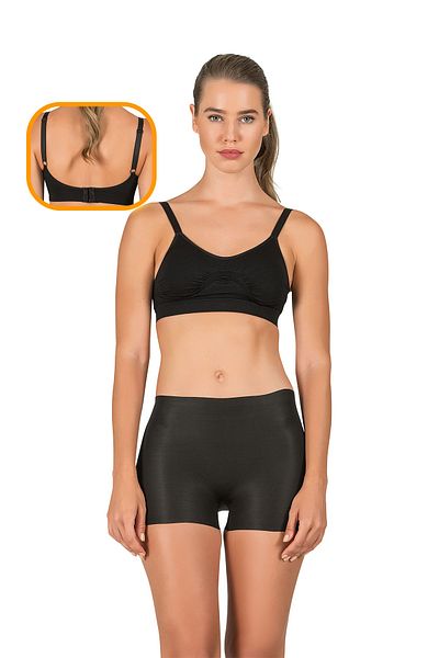 MODANTY Sutien negru pentru femei Minimizer Minimizer Bretele subțiri fără cupă Tricotat fără cusături