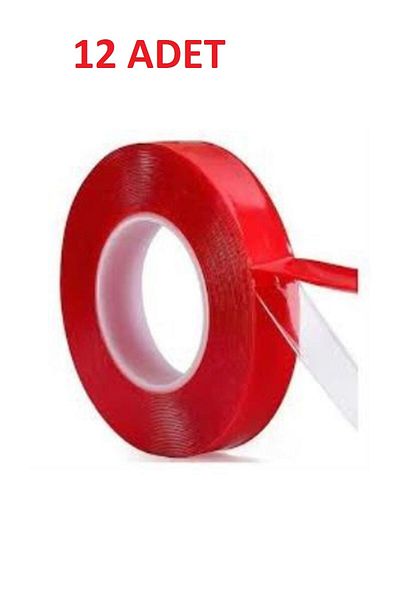 hagiki (12 Pieces) Silicone Double Sided Mounting Tape 18mm X 2m Red Tape (12 Pieces)