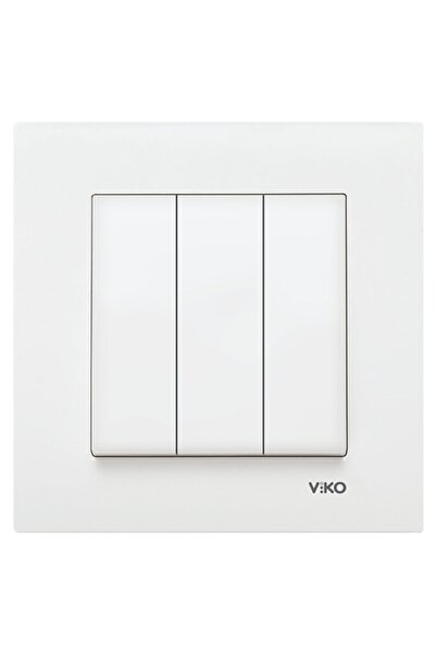 VİKO Brand Karre Model Triple Switch Frame Included Cream