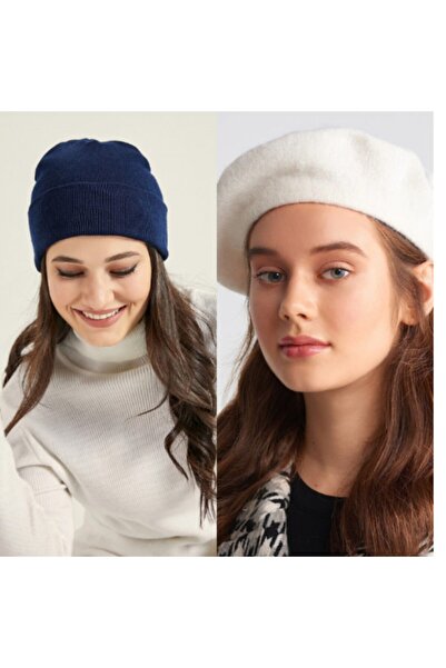 EKstore Set de 2 (Pictor francez Ecru Pâslă & Basic) Beretă