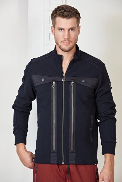 Mondo Erkek Lacivert Fermuar Detaylı Hırka