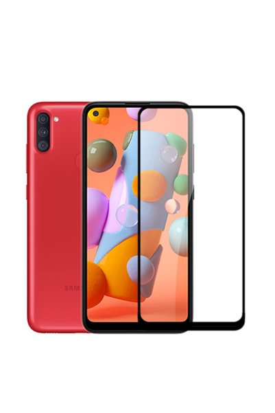 UnDePlus Samsung Galaxy A11 Temperli Cam Full Ekran Koruyucu Siyah Siyah