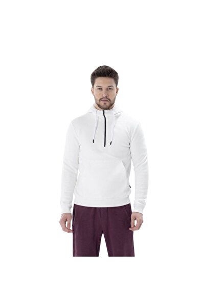 Exuma Men's White Half Zipper Hooded Sweatshirt2012051