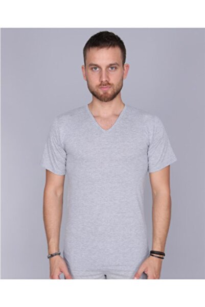 Tutku Мъжка сива рибена тениска с V-образно деколте, 2 броя