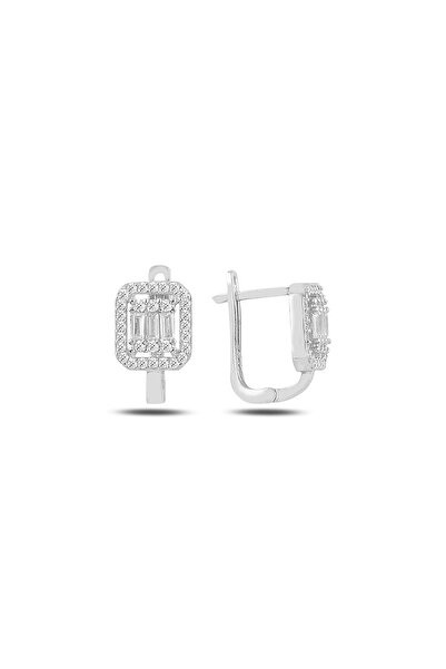 BARIŞ TAKI Kadın Beyaz Baget J Küpe 925 Ayar Gümüş
