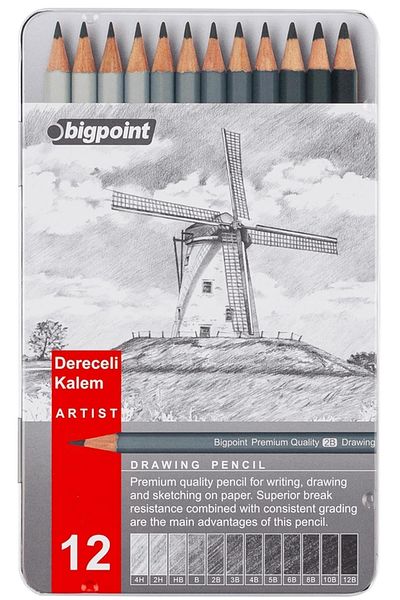 Bigpoint Bp947 Model 12 Pieces Graduated Lead Metal Pencil Box
