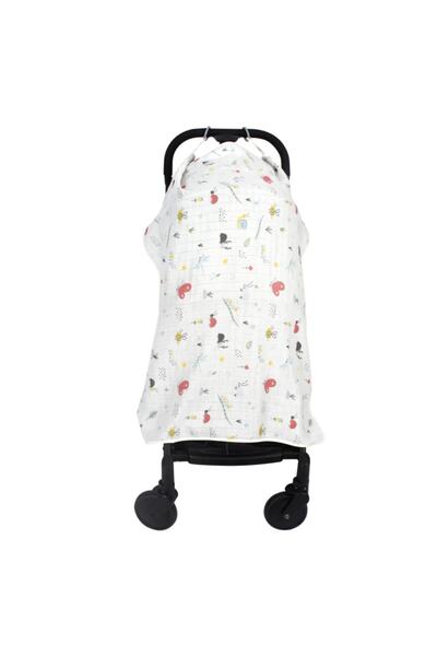 Sevi Bebe Müslin Bebek Arabası Örtüsü Art-42 Sevimli Böcekler Sevimli Böcekler