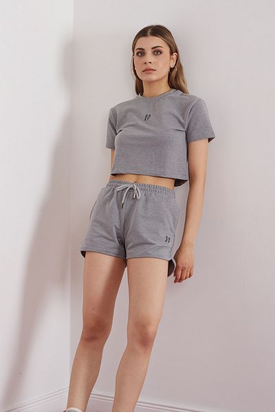 Eazy Co Set crop top de bază gri pentru damă