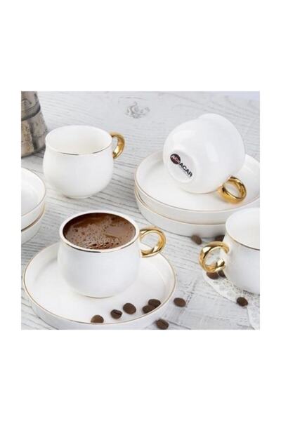 ACAR 6-Piece Coffee Cup Set with Gold Handles - Porwm-009344/12