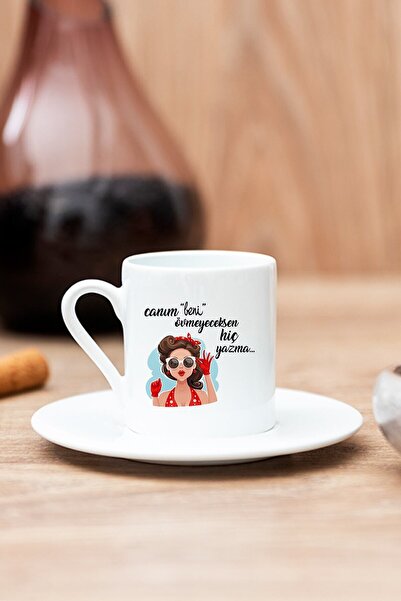 Procity Övmeyeceksen Hiç Yazma Beyaz Türk Kahvesi Fincanı