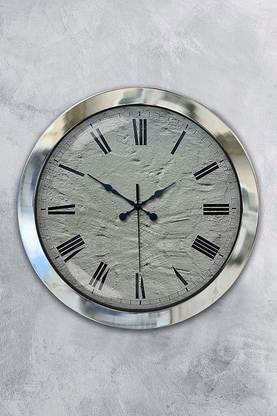 Kasva Concept 36 cm Chrome Metal Stone Look Wall Clock