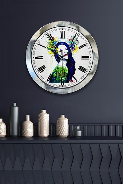 Kasva Concept Gift 36 cm Chrome Metal Modern Art Wall Clock