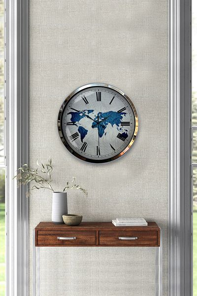 Kasva Concept Δώρο ρολόι τοίχου 40 εκ. Chrome Metal World