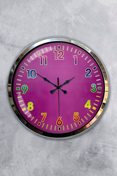 Kasva Concept 40 cm Chrome Metal Colorful Number Wall Clock
