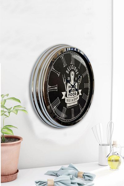 Kasva Concept 40 cm Chrome Metal Kitchen Wall Clock