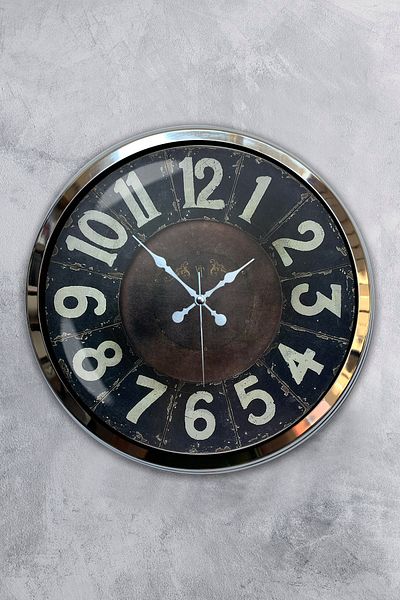 Kasva Concept Cadou 40 Cm Ceas de Perete Retro Metal Cromat