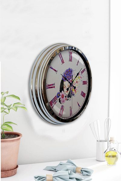 Kasva Concept Gift 40 cm Chrome Metal Beauty Wall Clock
