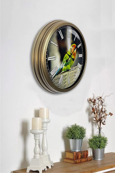 Kasva Concept Gift 40 cm Antique Metal Bird Wall Clock