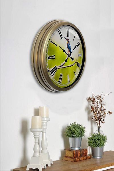 Kasva Concept Antique Metal Bird on Branch Wall Clock 40 cm