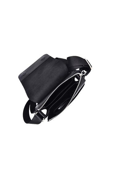 Eminsa Black Genuine Leather Men's Bag with Strap