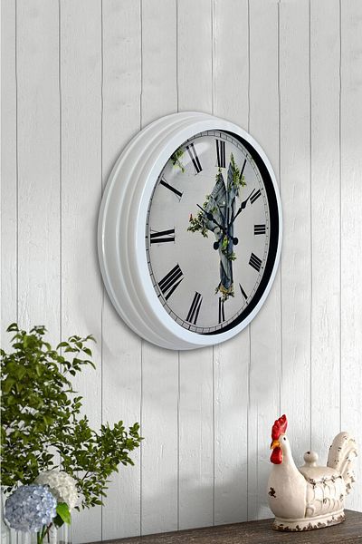 Kasva Concept Gift 40 cm White Metal Textile Wall Clock