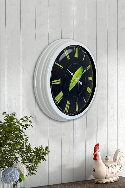 Kasva Concept Gift 40 cm White Metal Leaf Wall Clock
