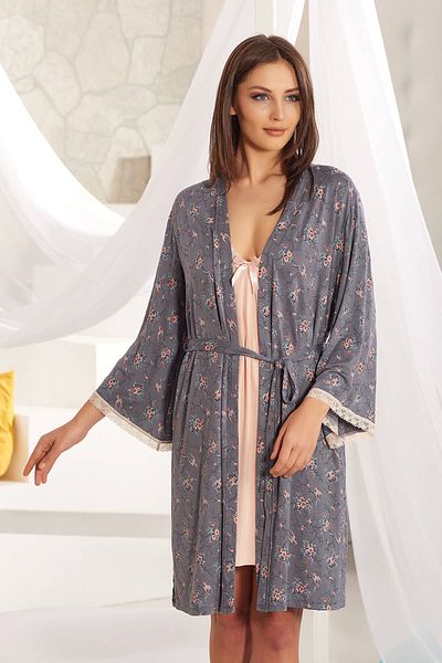 Sevim Women's Smoked Dressing Gown Set 10757
