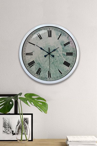 Kasva Concept Gift 40 cm White Metal Roman Numeral Wall Clock