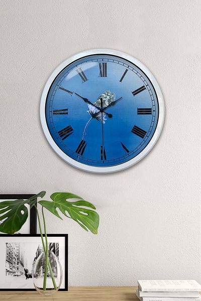 Kasva Concept Gift 40 cm White Metal Blue Wall Clock