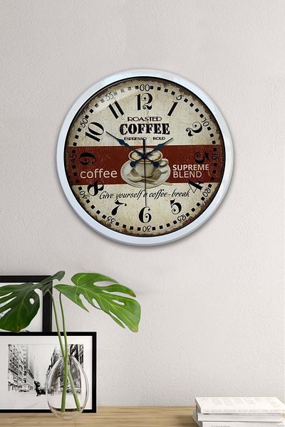 Kasva Concept Gift 40 cm White Metal Espresso Wall Clock
