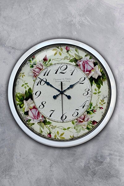 Platin Saat هدية ساعة حائط على شكل زهرة معدنية بيضاء مقاس 40 سم