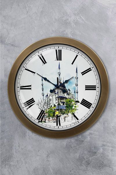Kasva Concept Antique Metal Sultanahmet Themed Wall Clock 36cm