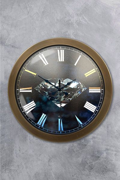 Kasva Concept Δώρο 36 εκ. Αντίκα Μεταλλικό Ρολόι Τοίχου με Διαμάντια