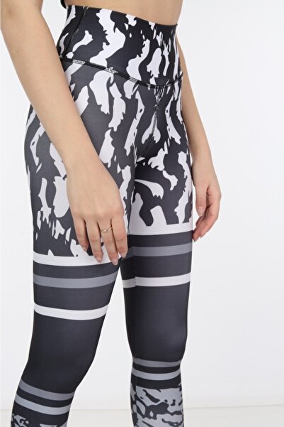 MAGZA Women's Black High Waist Digital Sports Leggings