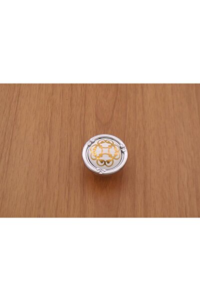 Azm Hırdavat Porselen Kulp Zarif Krom Yaldızlı Düğme