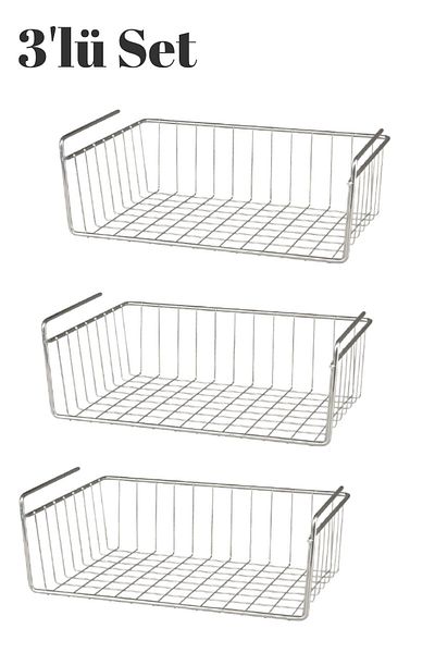 felix express 3 Pieces Kangaroo Shelf in the Cabinet Steel Basket Hanging Shelf Organizer Basket Under Shelf Basket