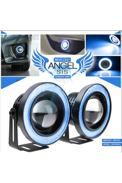 C9 Mercekli Angel Led Halkalı Sis Far Su Geçirmez Buzmavi 76 Mm