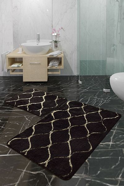 Chilai Home Set de 2 Infinity Black - 50x80cm 40x50cm Covor și covoraș de baie din acril