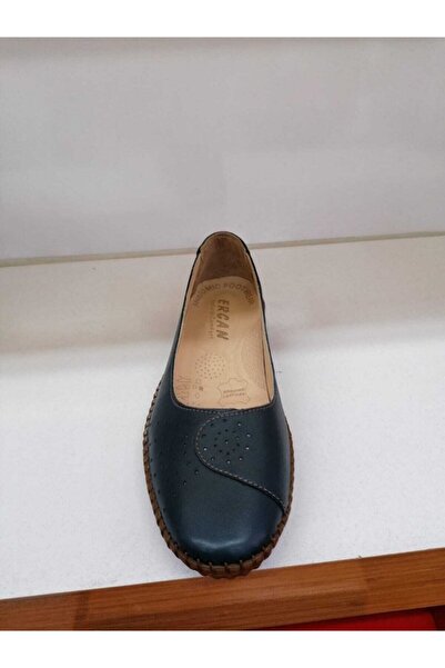 Ercan Kadın Mavi  Deri Babet