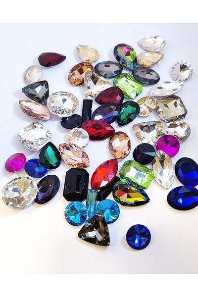 yiğit aksesuar Mixed Large Size Crystal Glass Stone Package 50 Pieces