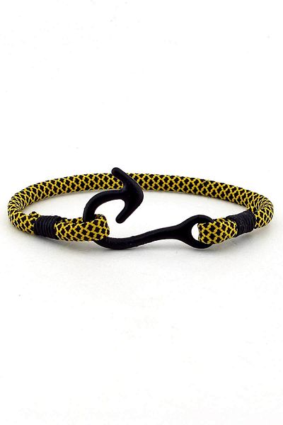 Solfera Men's Black Metal Hook Yellow Paracord Bracelet Bt160