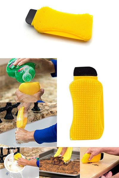 Buffer 4 Multi-Functional Practical Dishwashing Brush with Detergent Container