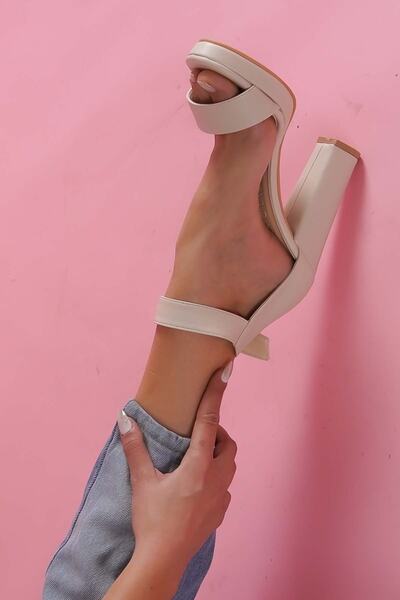 DİVOLYA River Beige Ankle Strap Platform Heeled Shoes