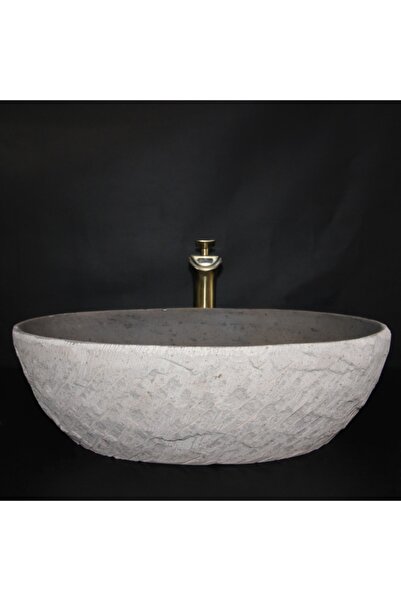 MYM Mermer Yapı Market Tasarım Antrasit Bazalt Doğal Patlatma Kaya Lavabo