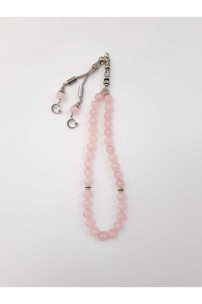 Yüksel Boncuk 8mm Pink Quartz - Natural Stone Alpaca Rosary