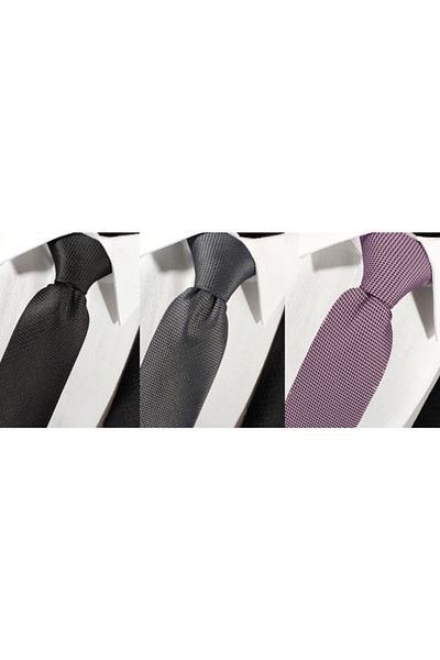BLC Basic Line Co. Black Smoked Lavender Pink 3 Pack Dobby Tie Handkerchief Set