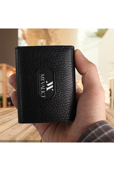 My Valice Unisex Genuine Leather Wallet And Card Holder 1819 Black